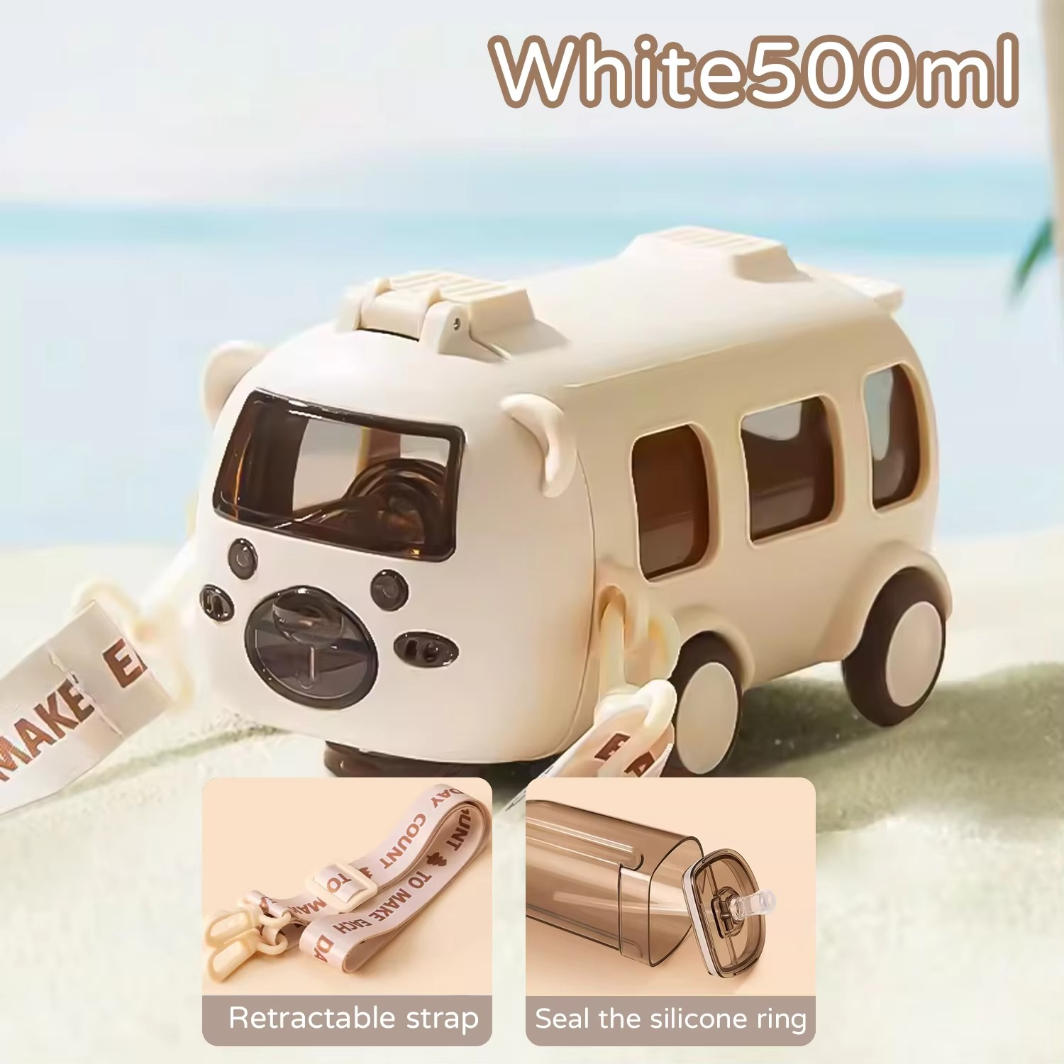 50% RABATT | SipRunner™ | Kinder-Wasserflasche im 3D-Bus-Design – Auslaufsicher mit Strohhalm & Tragegurt