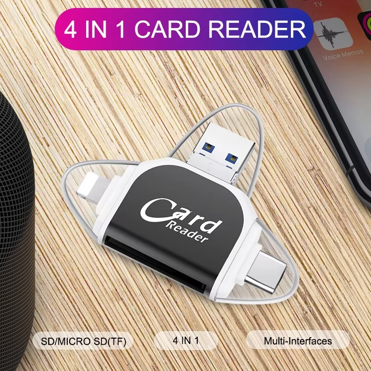 1+1 GRATIS  | DataPort™ | 4-in-1 Kartenleser – USB, USB-C, Micro-USB & Lightning mit SD/Micro-SD Slot