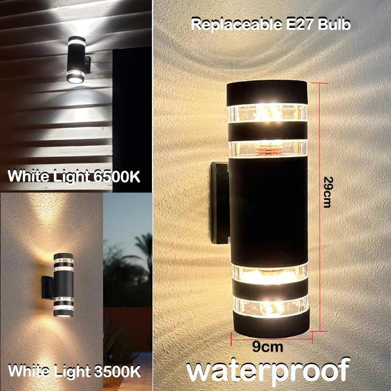LumiBloc™ | Up & Down Effekt | E27 Fassung | IP65 Wasserdicht | Modernes Design für Garten & Balkon