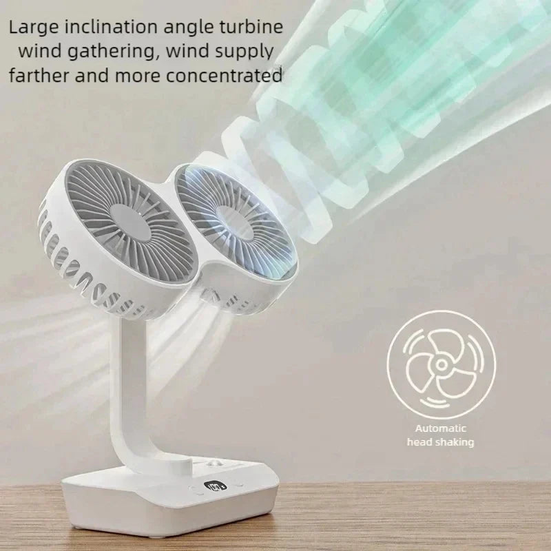 Brisano  | 8000mAh Akku | 90° Schwenkbar & 4-Stufen Wind | LED-Anzeige & USB-Ladung