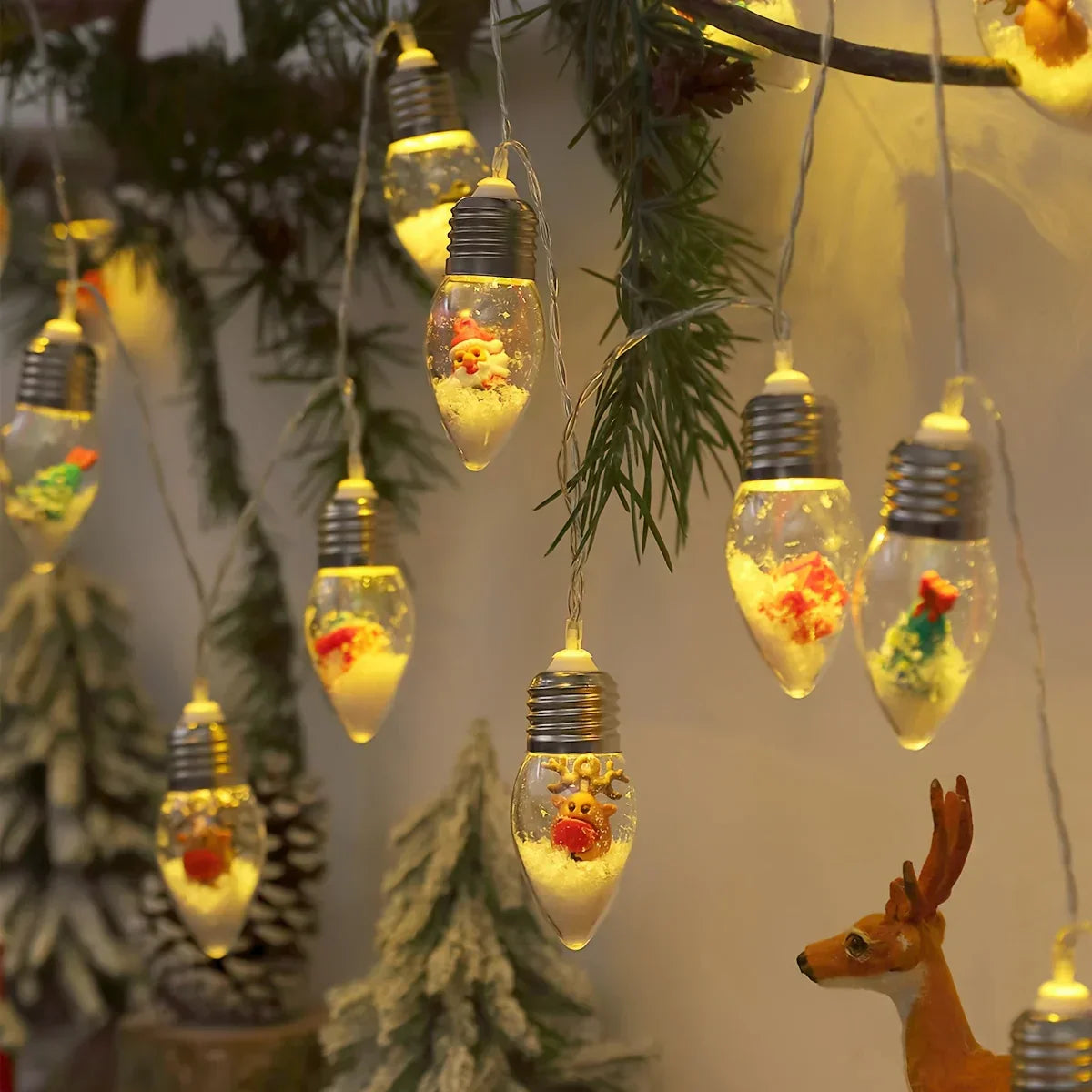 SnowGlow™ | LED Schneeball Lichterkette | 10 Warmweiße Kugeln | Weihnachts- & Neujahrsdeko