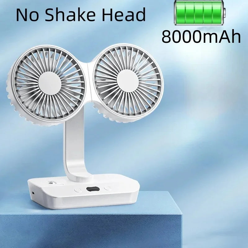 Brisano  | 8000mAh Akku | 90° Schwenkbar & 4-Stufen Wind | LED-Anzeige & USB-Ladung