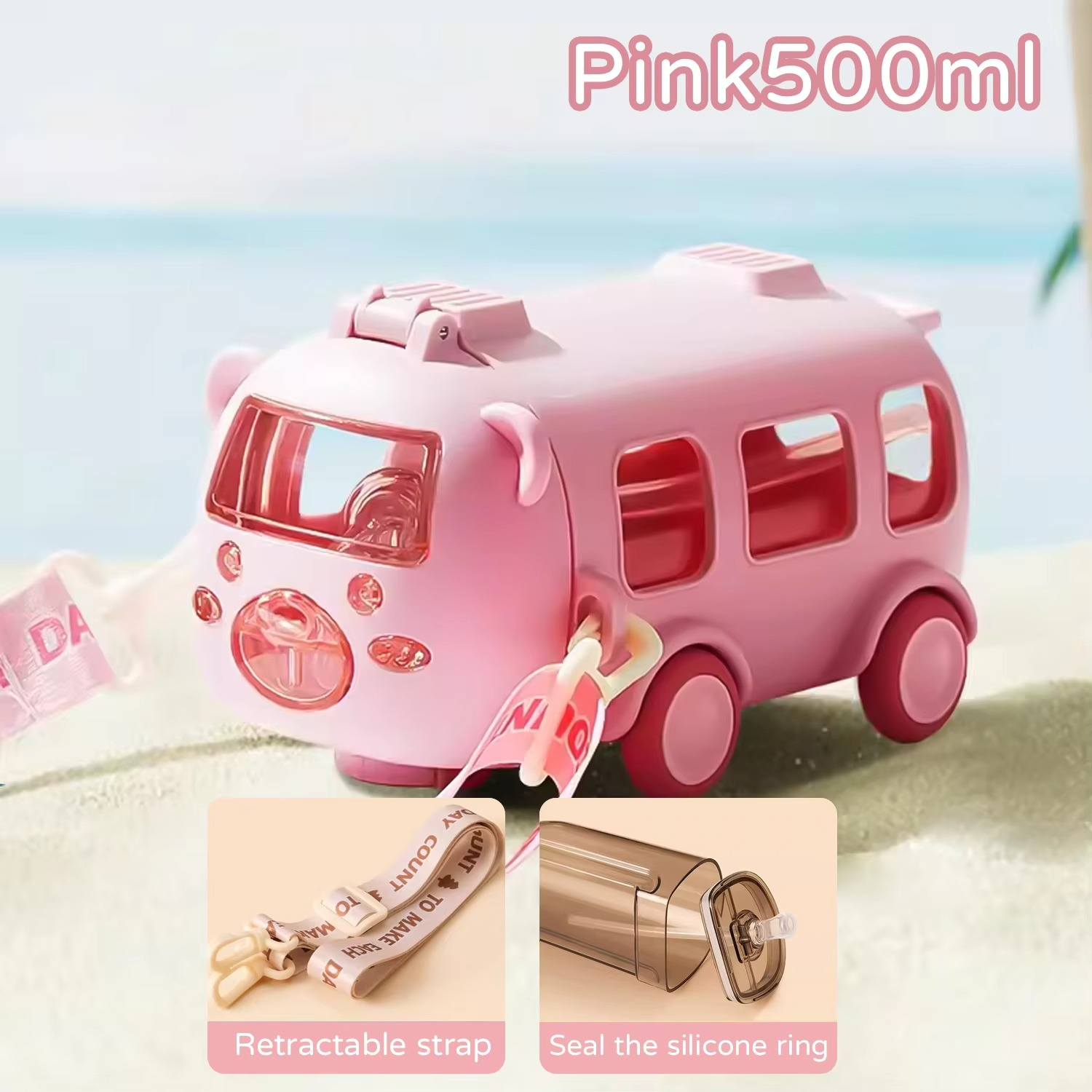 50% RABATT | SipRunner™ | Kinder-Wasserflasche im 3D-Bus-Design – Auslaufsicher mit Strohhalm & Tragegurt