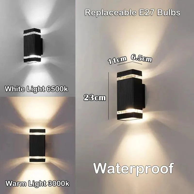 LumiBloc™ | Up & Down Effekt | E27 Fassung | IP65 Wasserdicht | Modernes Design für Garten & Balkon