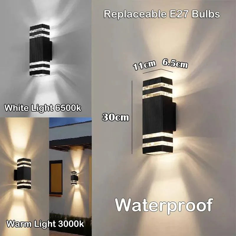 LumiBloc™ | Up & Down Effekt | E27 Fassung | IP65 Wasserdicht | Modernes Design für Garten & Balkon