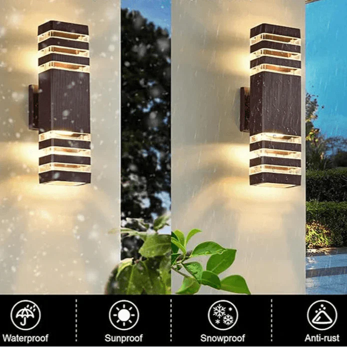 LumiBloc™ | Up & Down Effekt | E27 Fassung | IP65 Wasserdicht | Modernes Design für Garten & Balkon