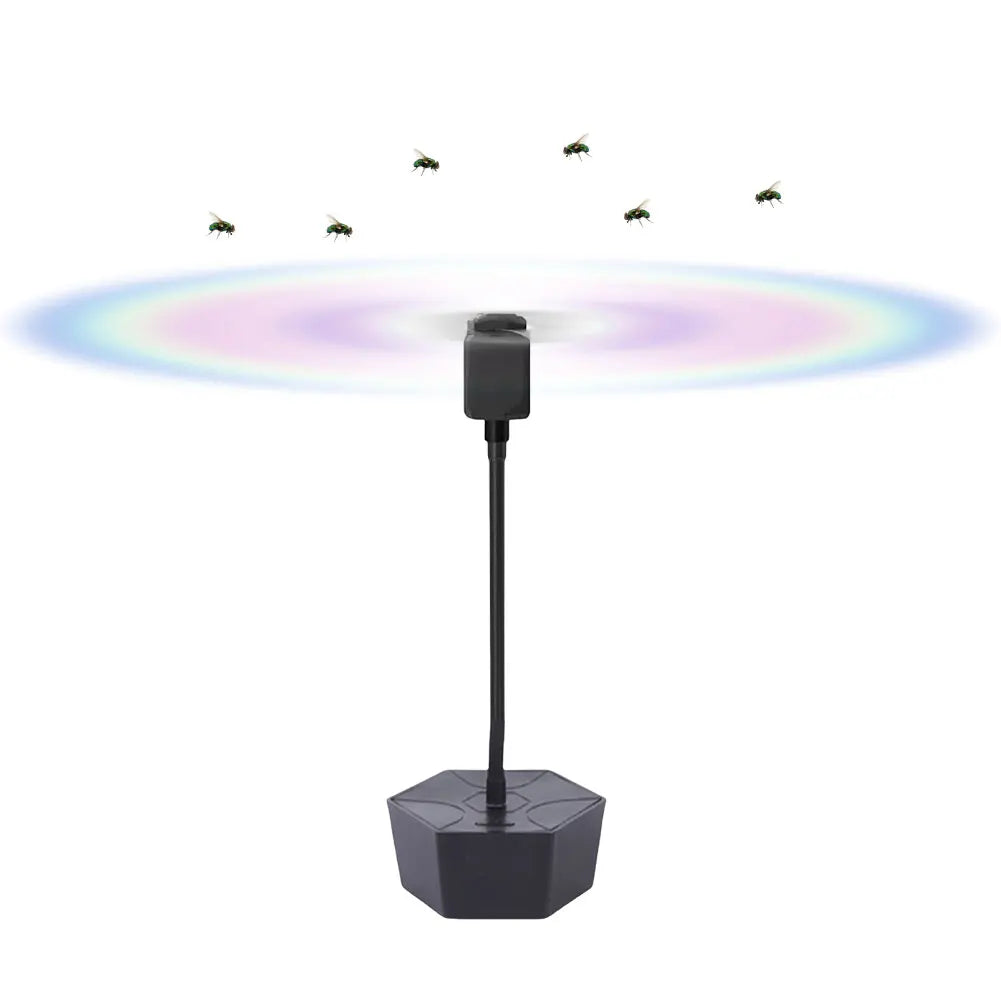 InsectoBreeze™ | Fliegenabwehr Ventilator | Reflektierender Tischlüfter | USB & Batteriebetrieb | Für Picknick & BBQ | 17 × 11 cm