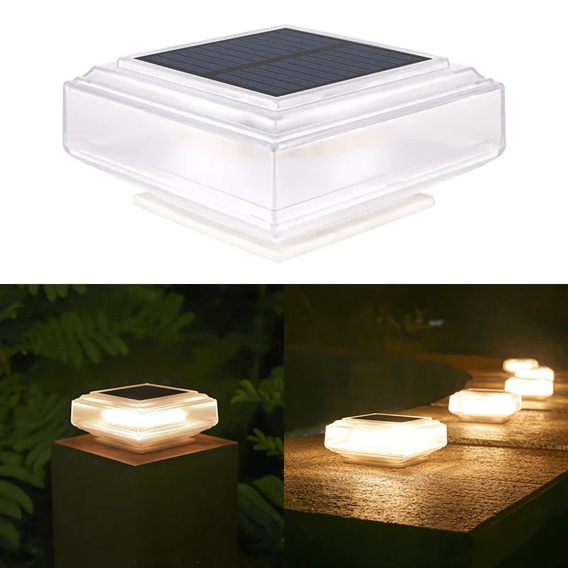 2+2 Gratis | LumoCap | Weißes LED-Licht | Mit Solarpanel & Akku | Für Gartenpfosten & Säulen