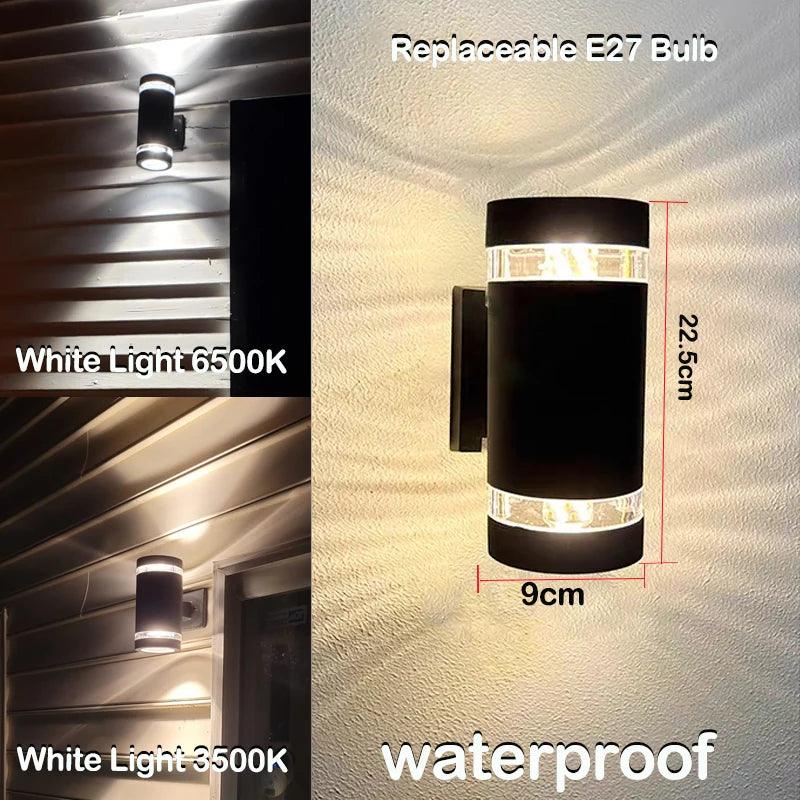 LumiBloc™ | Up & Down Effekt | E27 Fassung | IP65 Wasserdicht | Modernes Design für Garten & Balkon