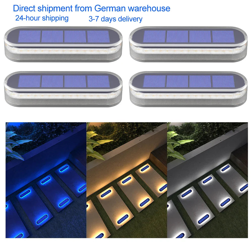 2+2 Gratis |  LumaStep | IP68 Wasserdicht | 30 LEDs | Warm-/Kaltweiß/Blau | Für Terrasse, Zaun & Außenbereich