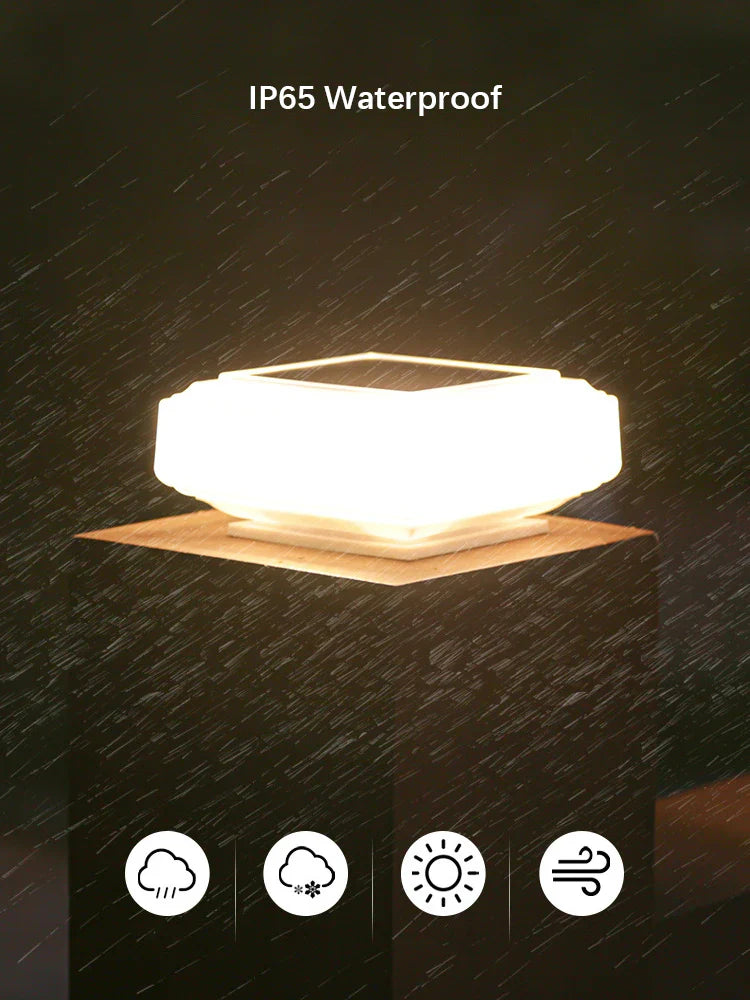 2+2 Gratis | LumoCap | Weißes LED-Licht | Mit Solarpanel & Akku | Für Gartenpfosten & Säulen