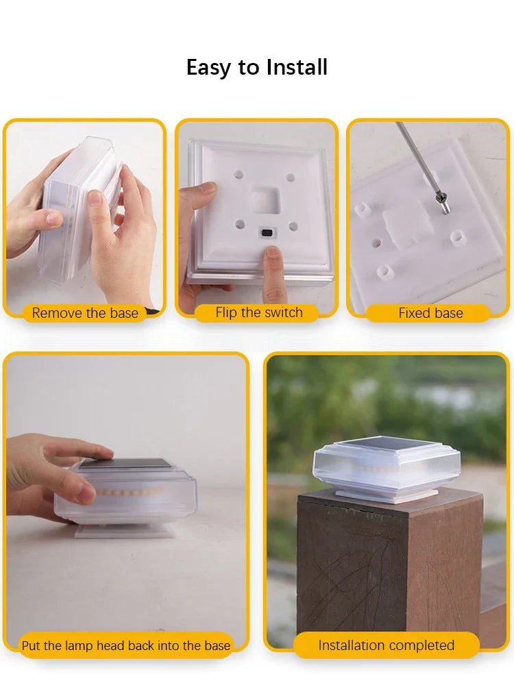 2+2 Gratis | LumoCap | Weißes LED-Licht | Mit Solarpanel & Akku | Für Gartenpfosten & Säulen