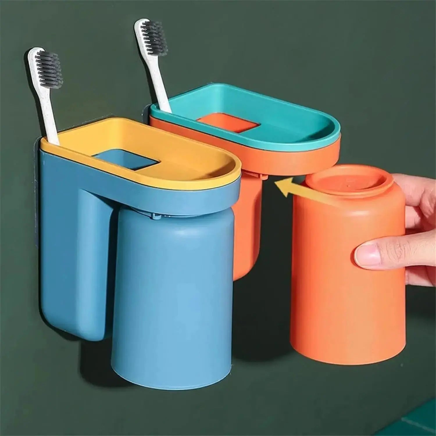 ClearHold™ | Selbstklebender Zahnbürstenhalter mit Becher – Platzsparend