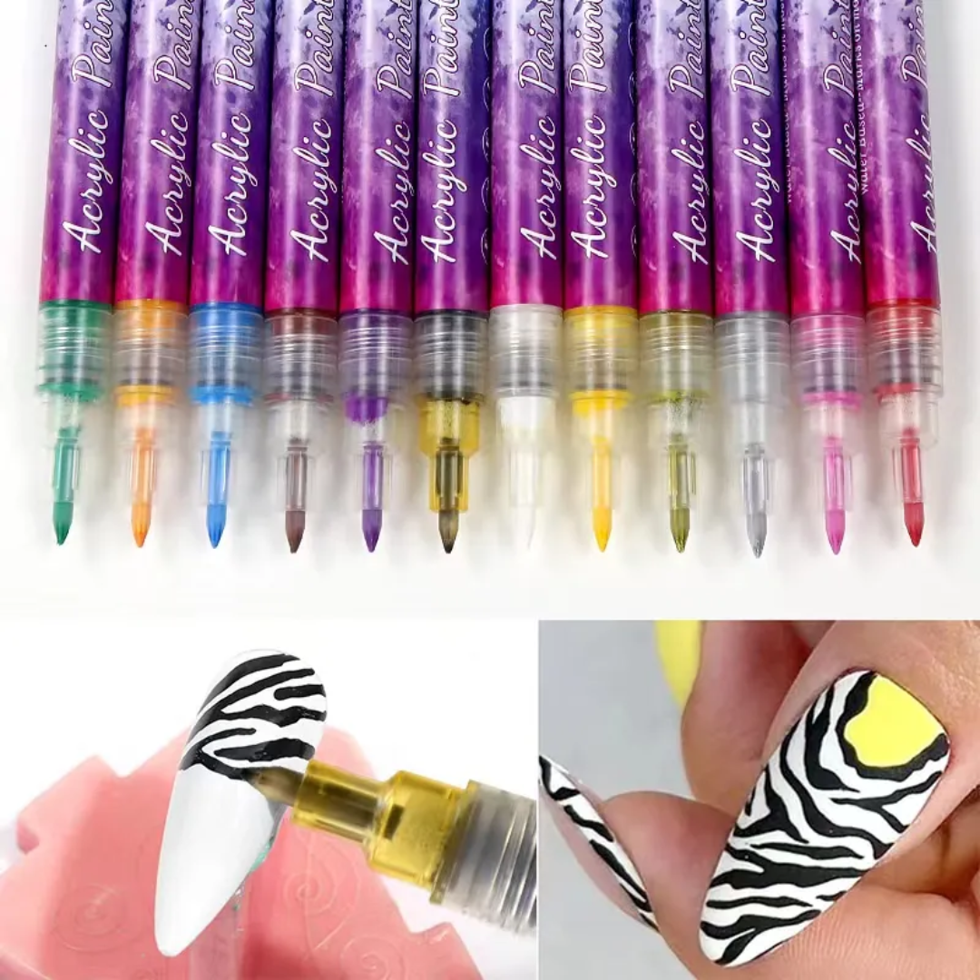 12-Farbiger Nagelstift™ | Ultradünner gebogener Nagelschreiber