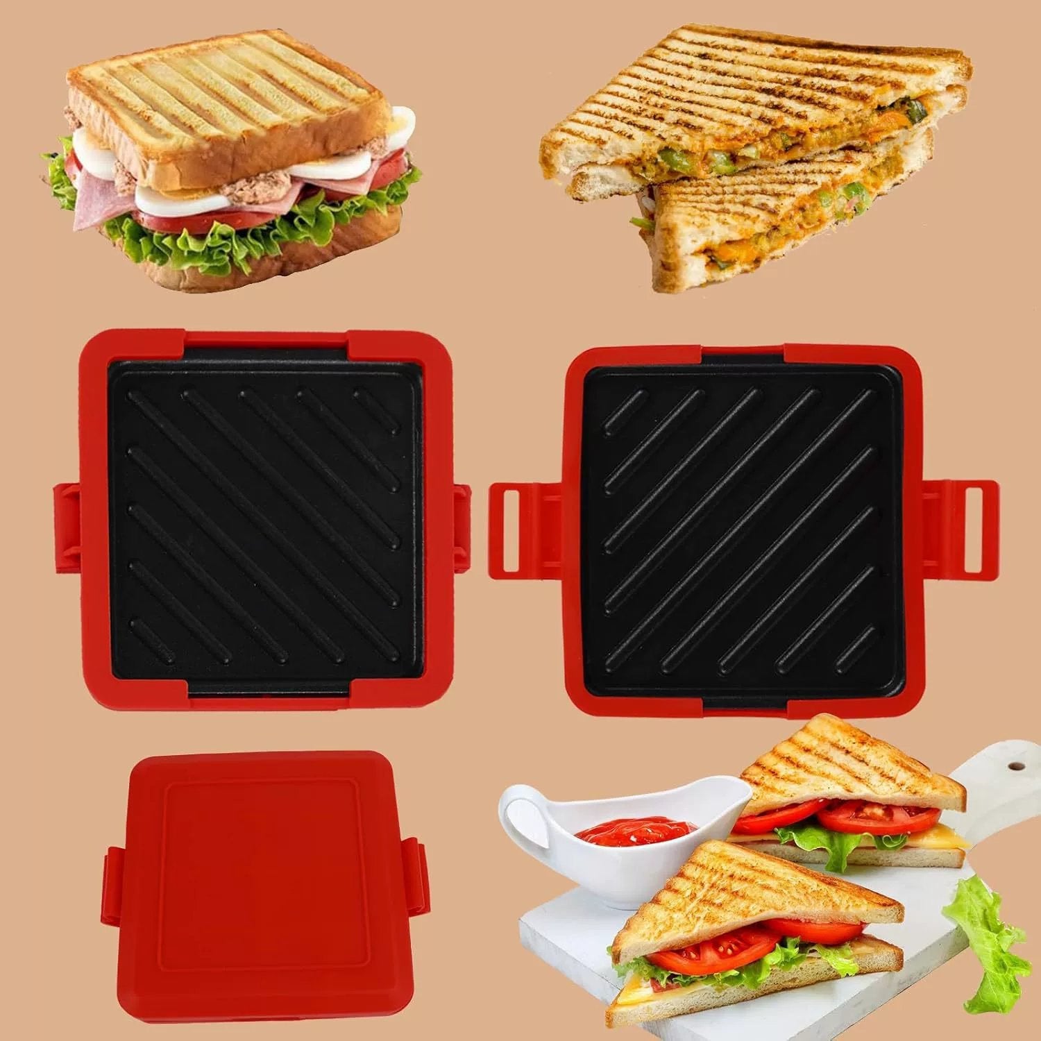ToastEase™ | Kompakter Mikrowellen-Toastie-Sandwichmaker für schnelle Snacks
