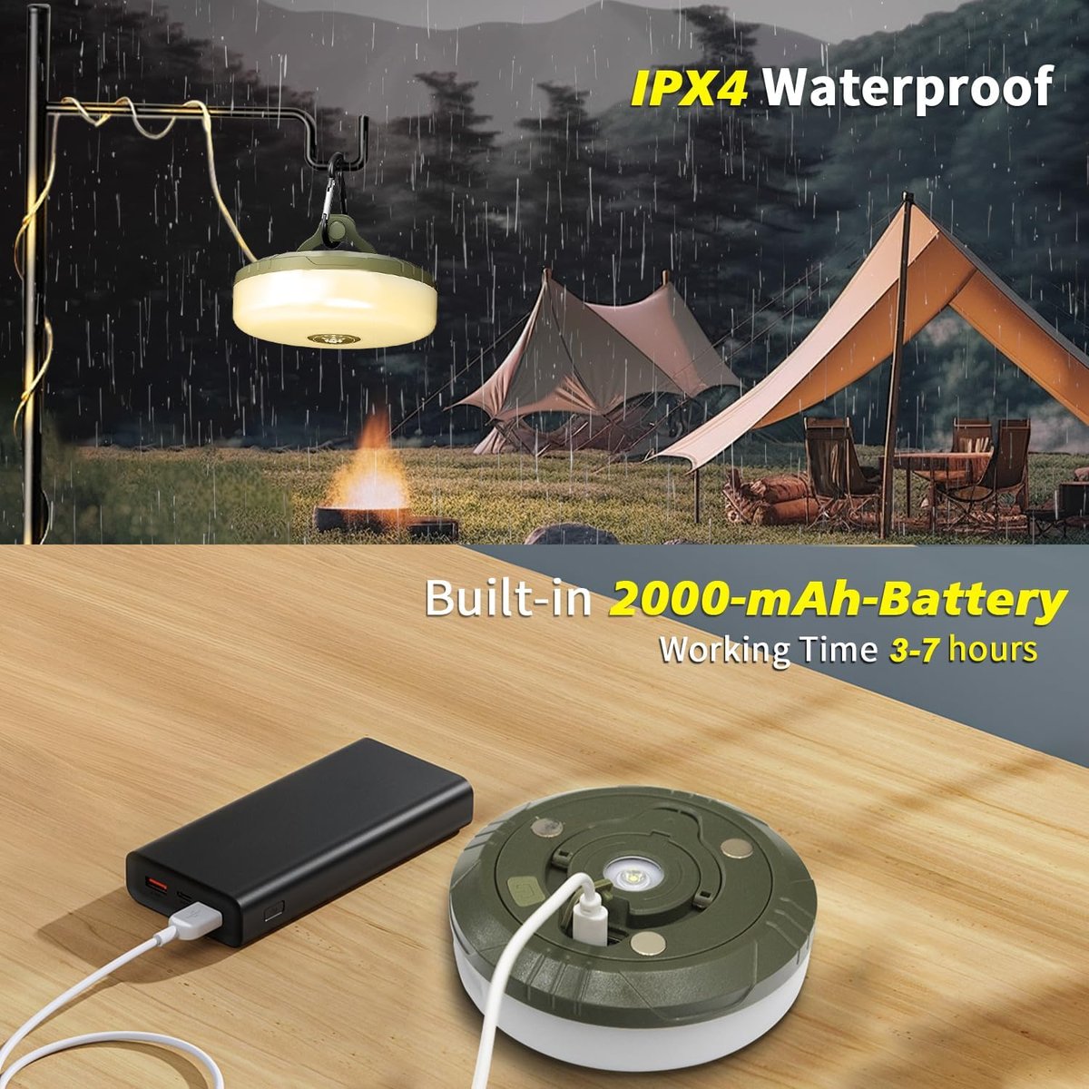 CampLite™ | 4-in-1 Campinglicht mit RGB-Lichterkette & Powerbank
