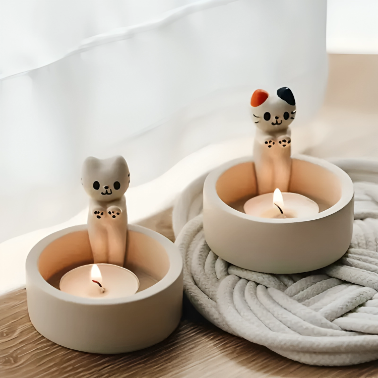 1+1 GRATIS | FelineFlame™ | Süßer Katzen-Kerzenhalter für Wärme, Charme & Gemütlichkeit in deinem Zuhause