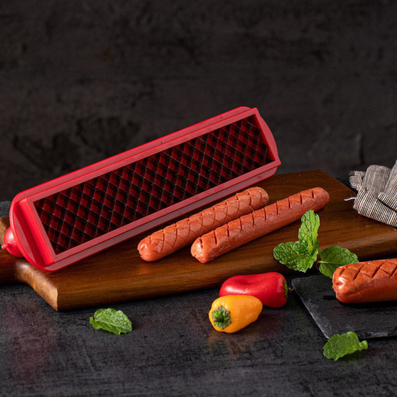 DogSlice™ | Perfekter Criss-Cross Hotdog-Schneider – Saftige, gleichmäßig gegarte Würstchen