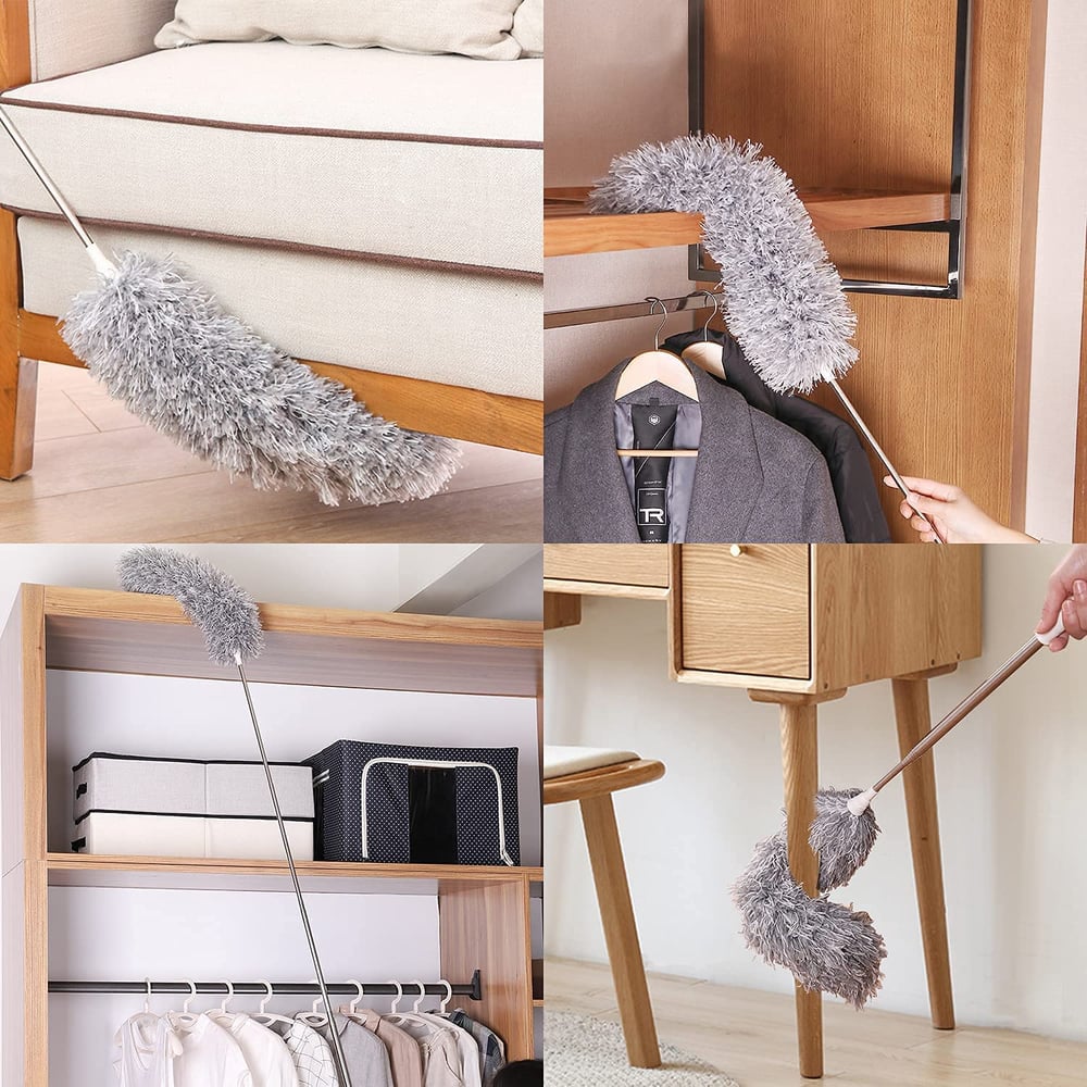FlexDuster | Teleskop-Staubwedel mit extra langem Mikrofaser-Kopf (Kostenlose 3 Ersatz-Reinigungsköpfe)