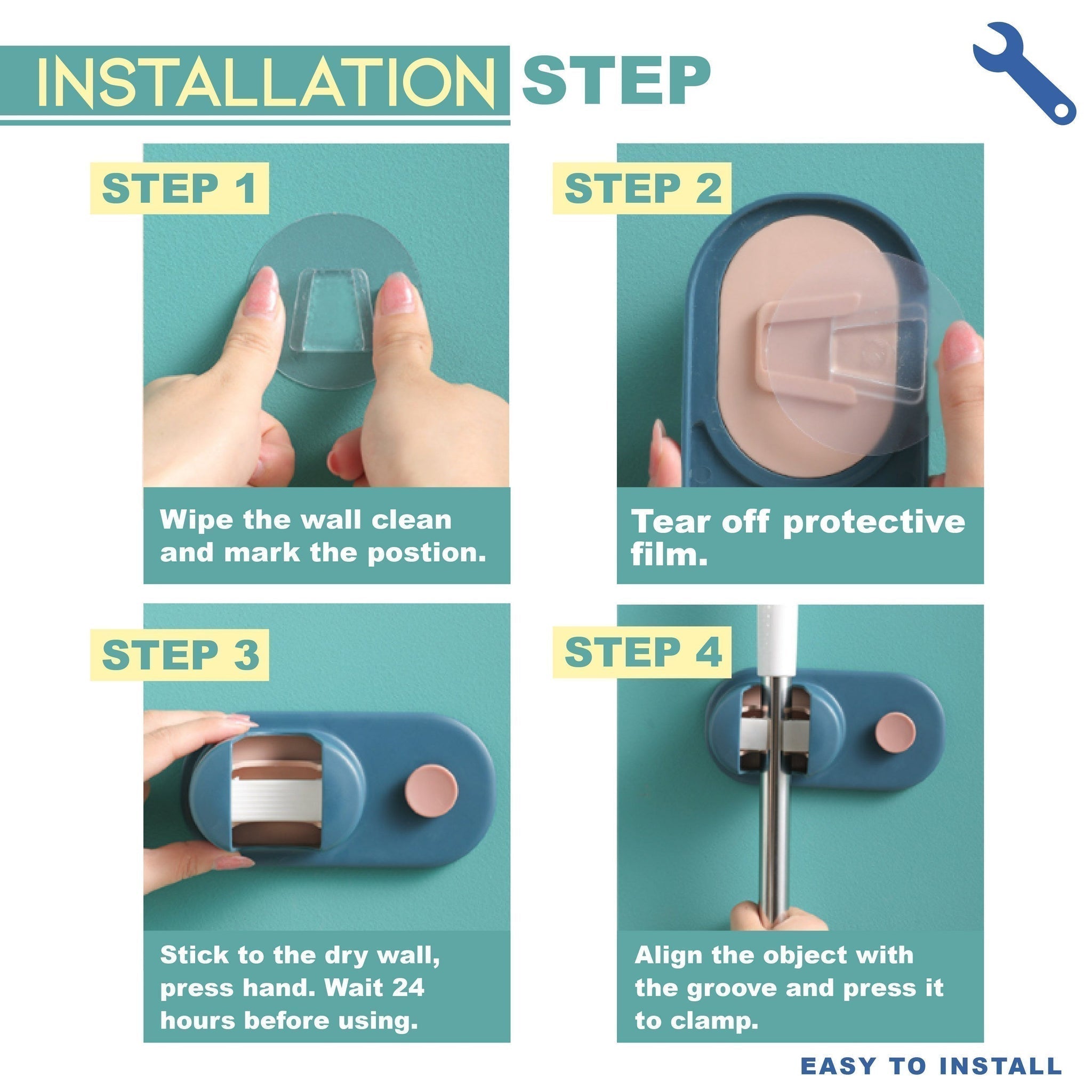1+2 GRATIS | TidyGrip™ | Wandhalterung für Besen & Reinigungsgeräte