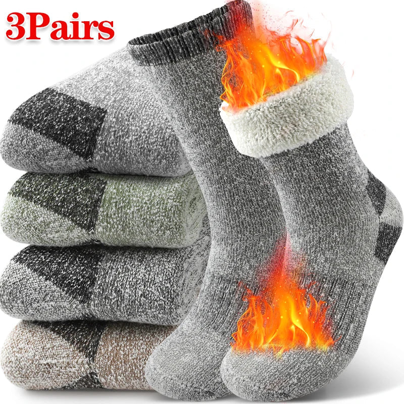 AlpenWool™  | 3 Paar Herren Thermo-Wintersocken | Extra dick, warme Wolle | Mittellange Socken für Skifahren & Outdoor-Einsatz