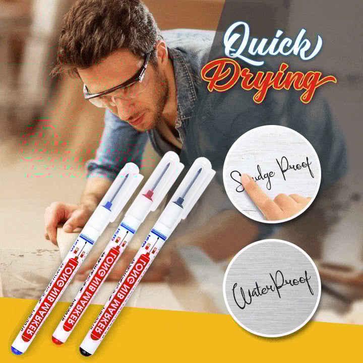 DeepMark™ | Tieflochmarker mit langer Spitze – Wischfest & wasserfest (3er-Set)