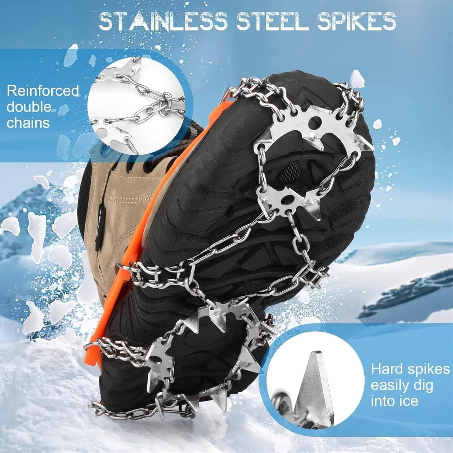 50% RABATT| StepClaw™ | Steigeisen – Schuhspikes mit 19 Edelstahlspikes für sicheren Halt auf Eis & Schnee | Rutschschutz mit robustem TPE-Rahmen