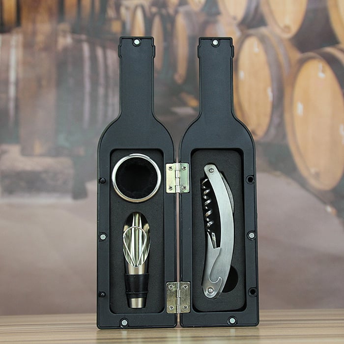 50% RABATT | VelourVin™ | Exklusives 5-teiliges Weinaccessoire-Set in eleganter Flaschenform | Das perfekte Geschenk für Weinliebhaber & Genießer