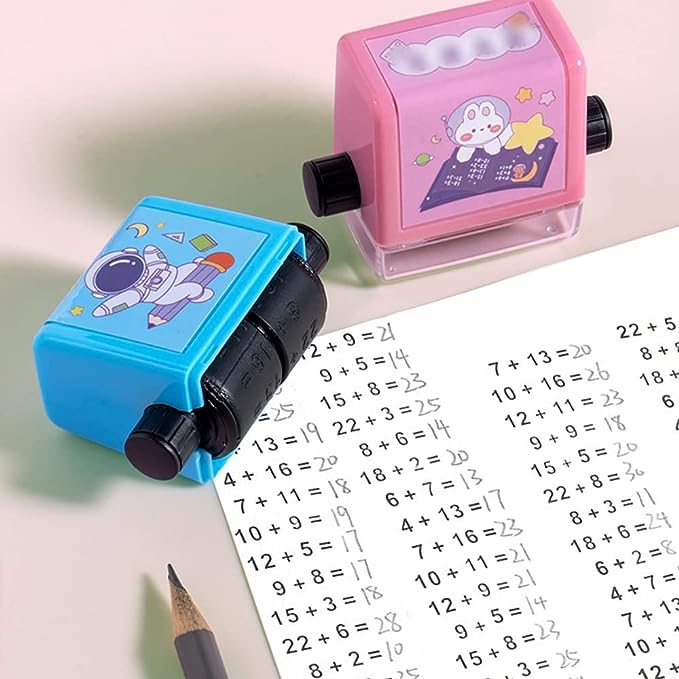 1+1 GRATIS  | SumStamp™ | Mathe-Stempelroller – 2-in-1 Lernhilfe für Rechenaufgaben bis 100