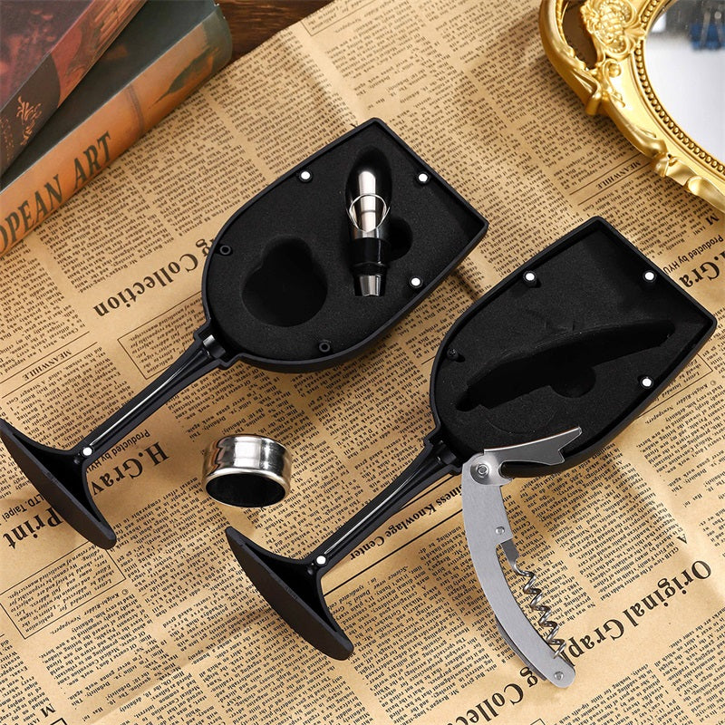 50% RABATT | VelourVin™ | Exklusives 5-teiliges Weinaccessoire-Set in eleganter Flaschenform | Das perfekte Geschenk für Weinliebhaber & Genießer