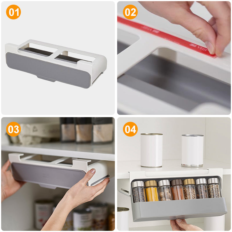 1+1 GRATIS | StealthSpice™ | Unsichtbarer Unterregal-Gewürzorganizer für mehr Platz & Ordnung in deiner Küche