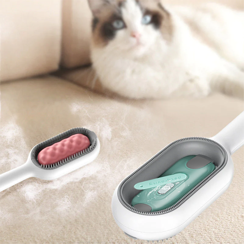1+1 GRATIS | PetDefuzz™ | 4-in-1 Silikon-Haarbürste mit Wassertank – Fellpflege, Reinigung & Massage für Hunde & Katzen