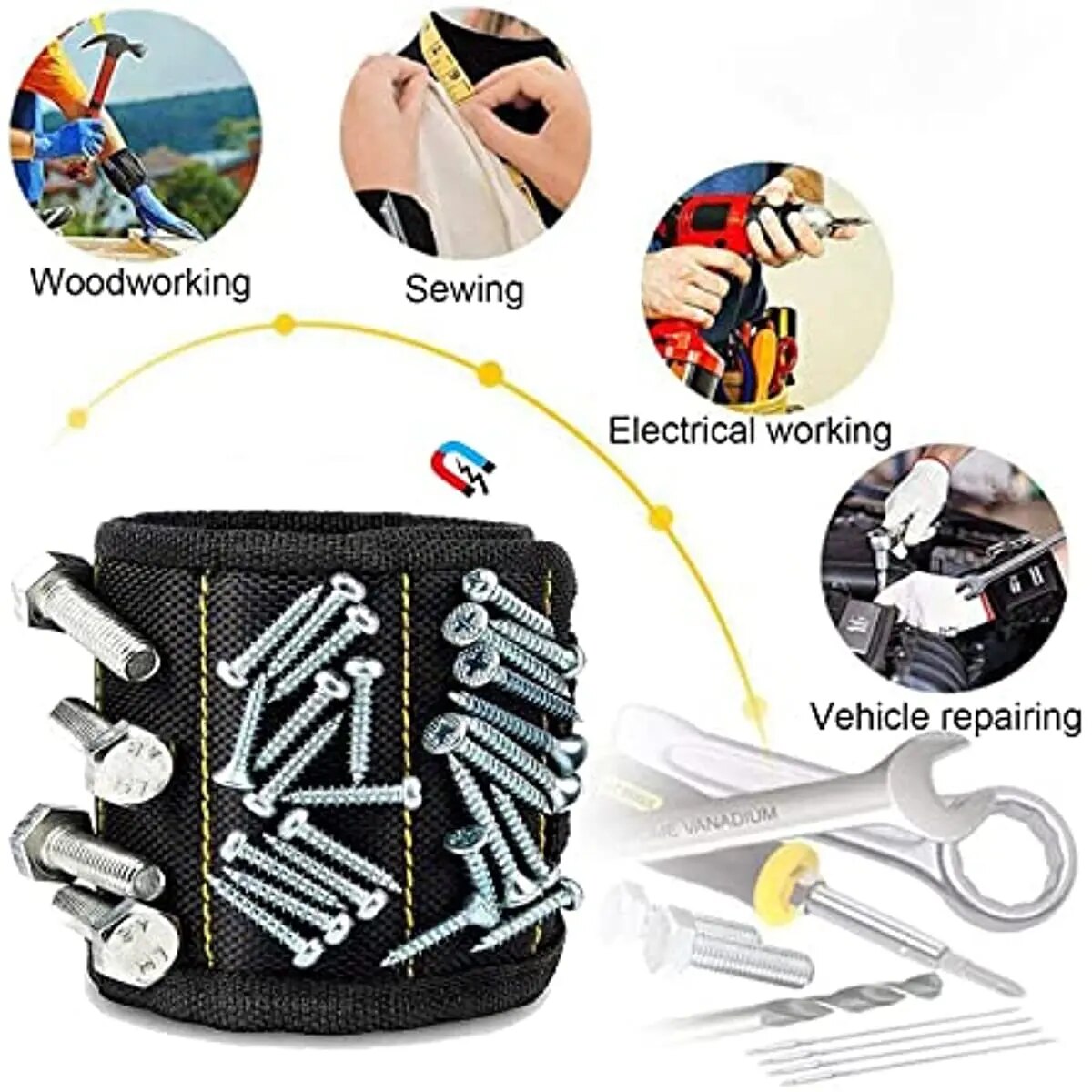 1+1 GRATIS | MagnoBand™ | Magnetisches Werkzeug-Armband – Schrauben, Nägel & Bits immer griffbereit