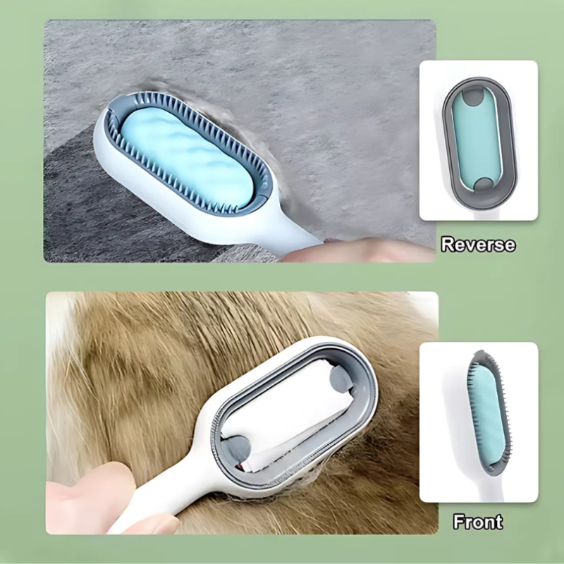 1+1 GRATIS | PetDefuzz™ | 4-in-1 Silikon-Haarbürste mit Wassertank – Fellpflege, Reinigung & Massage für Hunde & Katzen