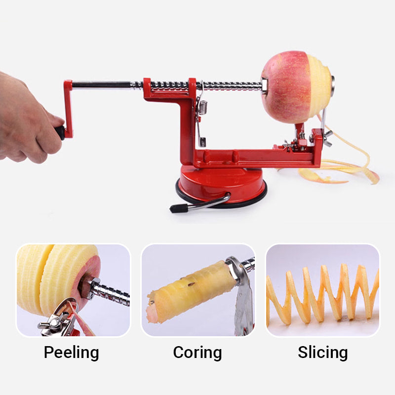 SpiraPeel | 3-in-1 Handkurbel-Schäler zum Schälen, Entkernen und Schneiden