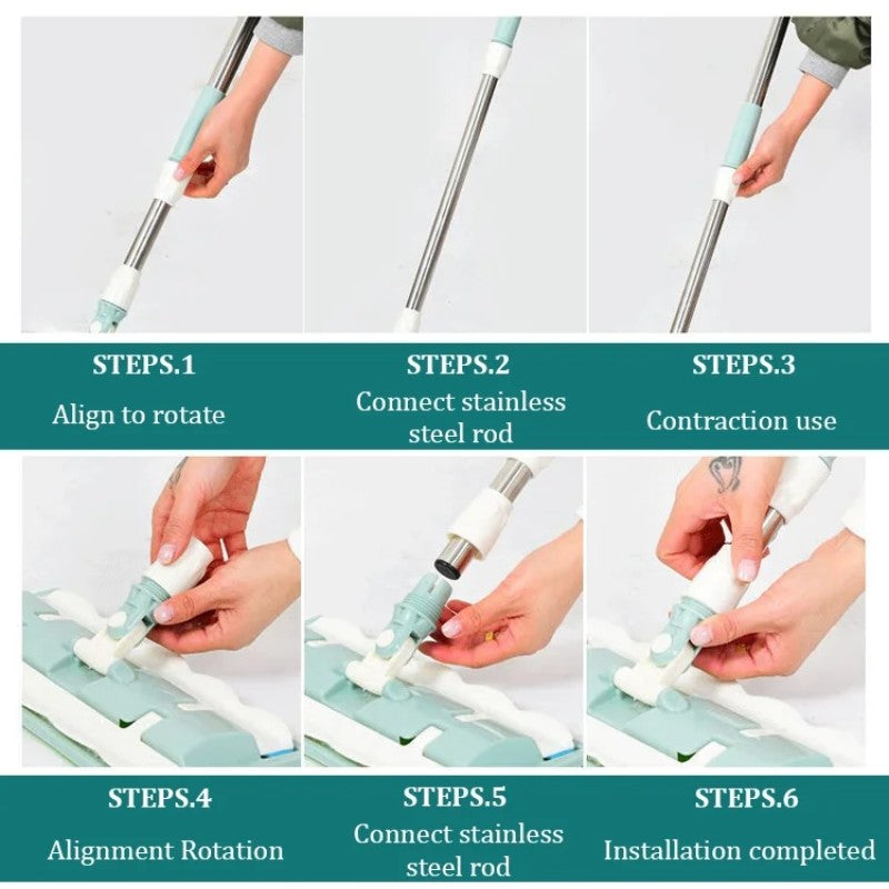 Mopmate™ | Flachmopp mit Edelstahlgriff, mit wiederverwendbaren, waschbaren Wischtüchern