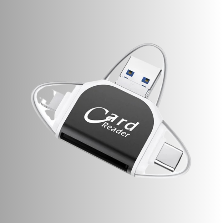 1+1 GRATIS  | DataPort™ | 4-in-1 Kartenleser – USB, USB-C, Micro-USB & Lightning mit SD/Micro-SD Slot