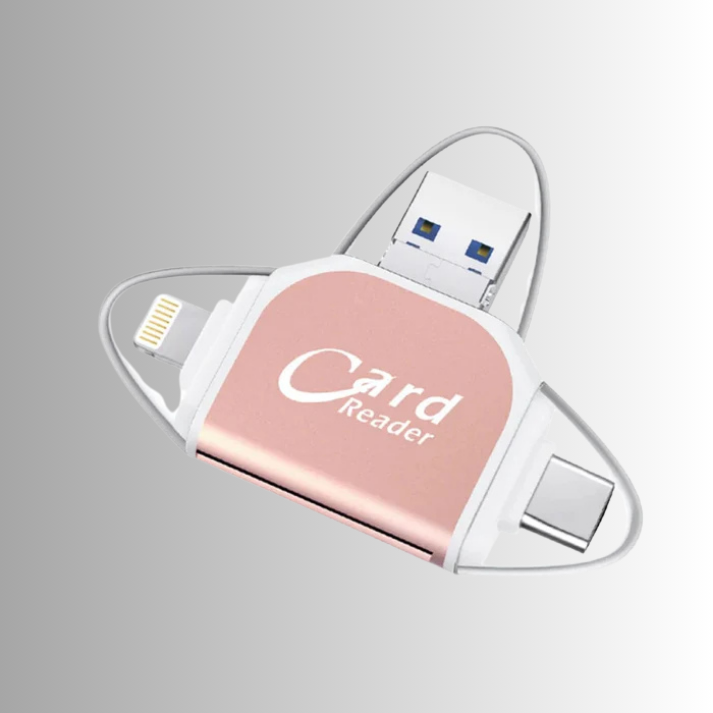 1+1 GRATIS  | DataPort™ | 4-in-1 Kartenleser – USB, USB-C, Micro-USB & Lightning mit SD/Micro-SD Slot